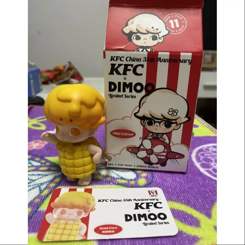DIMOO Pop Mart DIMOO KFC China 35-a aniversare Seria BUCKET Porumb dulce